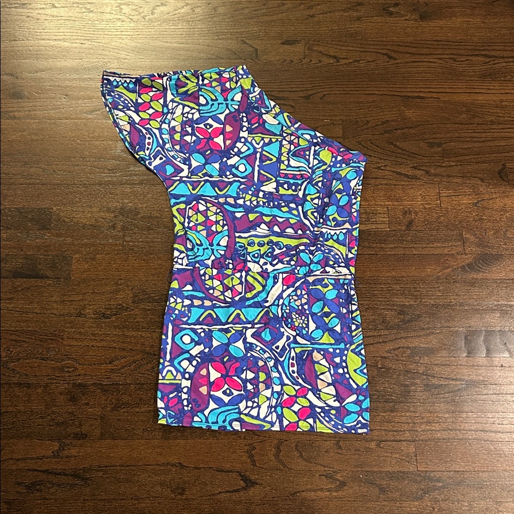 NWT Trina Turk Women’s Vibrant Geometric Print One Shoulder Cover-up Size Medium